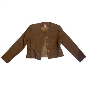 Worthington Women brown Ladies Plaid Jacket Coat Petite Vintage Suit Work Casual